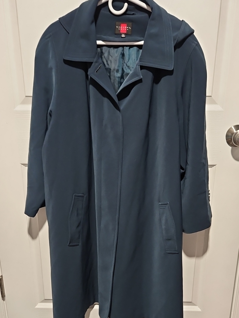 Tahari Teal Single-Breasted Trench Coat